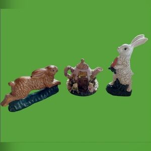VINTAGE LOT OF OLDE WORLD HERITAGE "RUSS BERRY & CO." RESIN BUNNY RABBITS